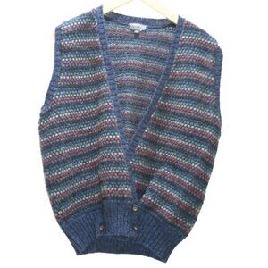 VTG Lands' End Fair Isle 100% Shetland Wool Sweater Vest Womens Large Scotland